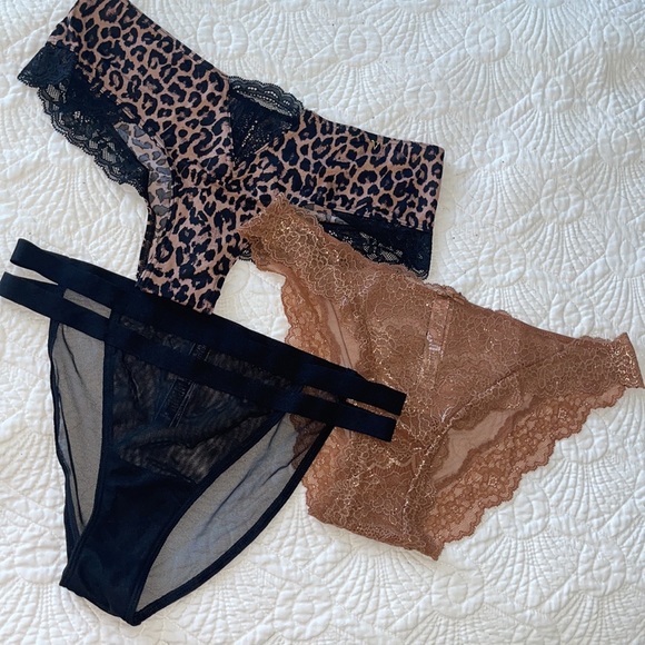 New Set of 3 Brazilian Satin Shine Strap Logo Panties - Picture 1 of 6